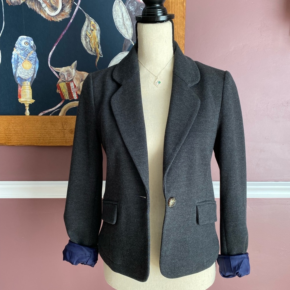 NWT Cartonnier by Anthropologie Single Button Blazer Carbon (Dark Gray) Size 2